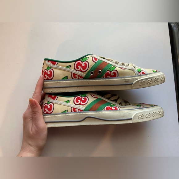 Gucci Tennis 1977 GG Apple Print Trainer Sneakers Size 10 / IT 40 - Picture 2 of 12